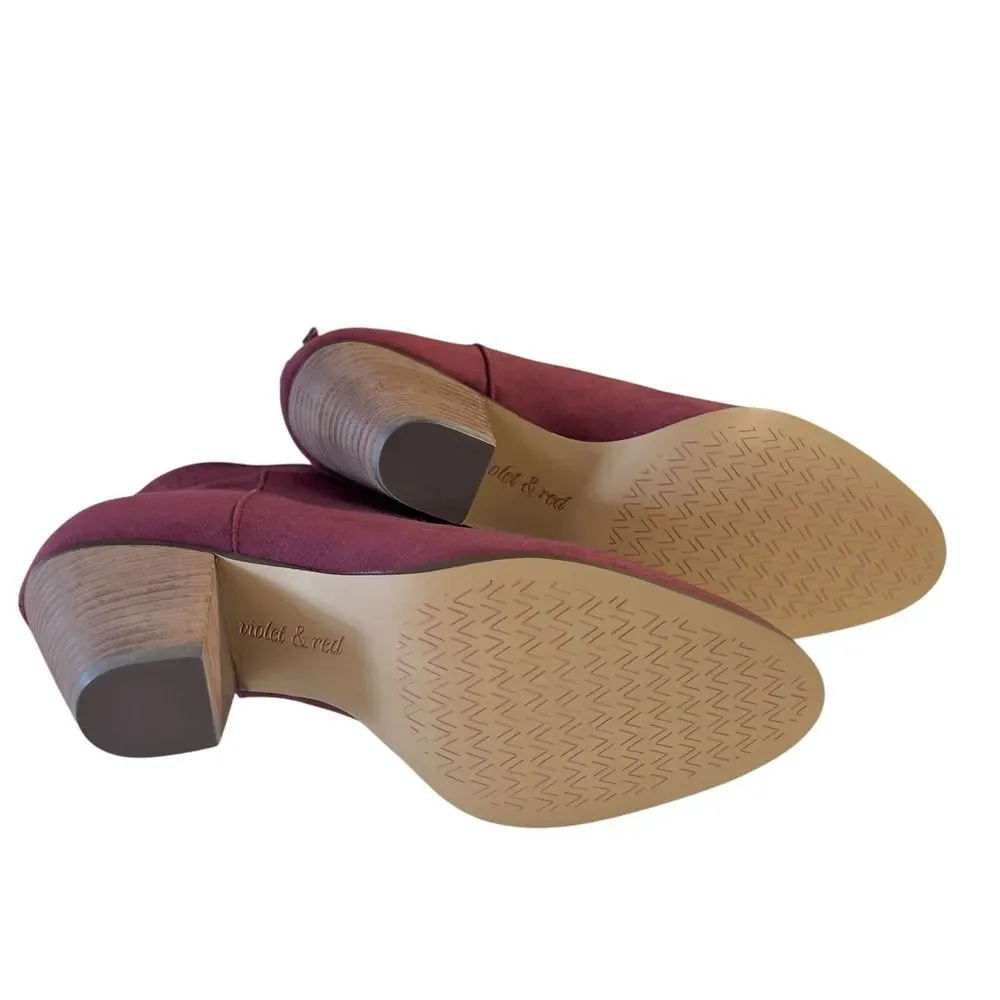 Violet & Red Jackson Lazer Cut Topline Bootie Burgundy Size 7M Fabric Upper NWOB
